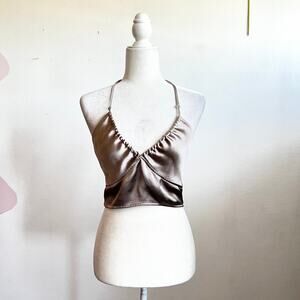 Garage Satin Babydoll Halter Top Coquette Fairycore Soft Girl Romantic Medium